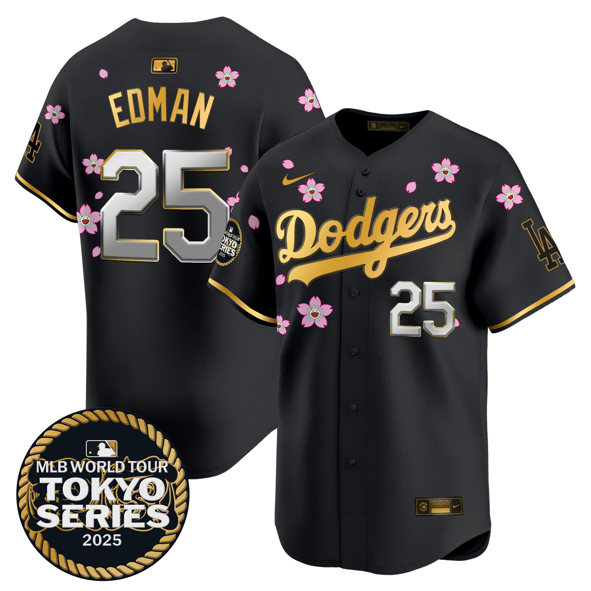 Men Los Angeles Dodgers 25 Edman Tokyo Series black Limited Stitched 2025 Jersey